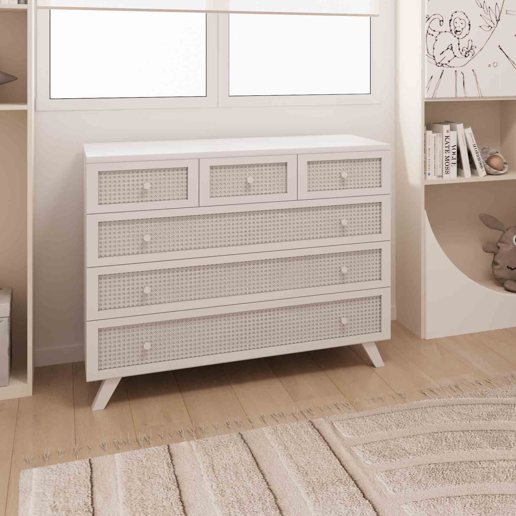 Cape Town Rattan Sideboard - Soft-close rails שידה קאייפטאון ראטן- מסילות טריקה שקטה