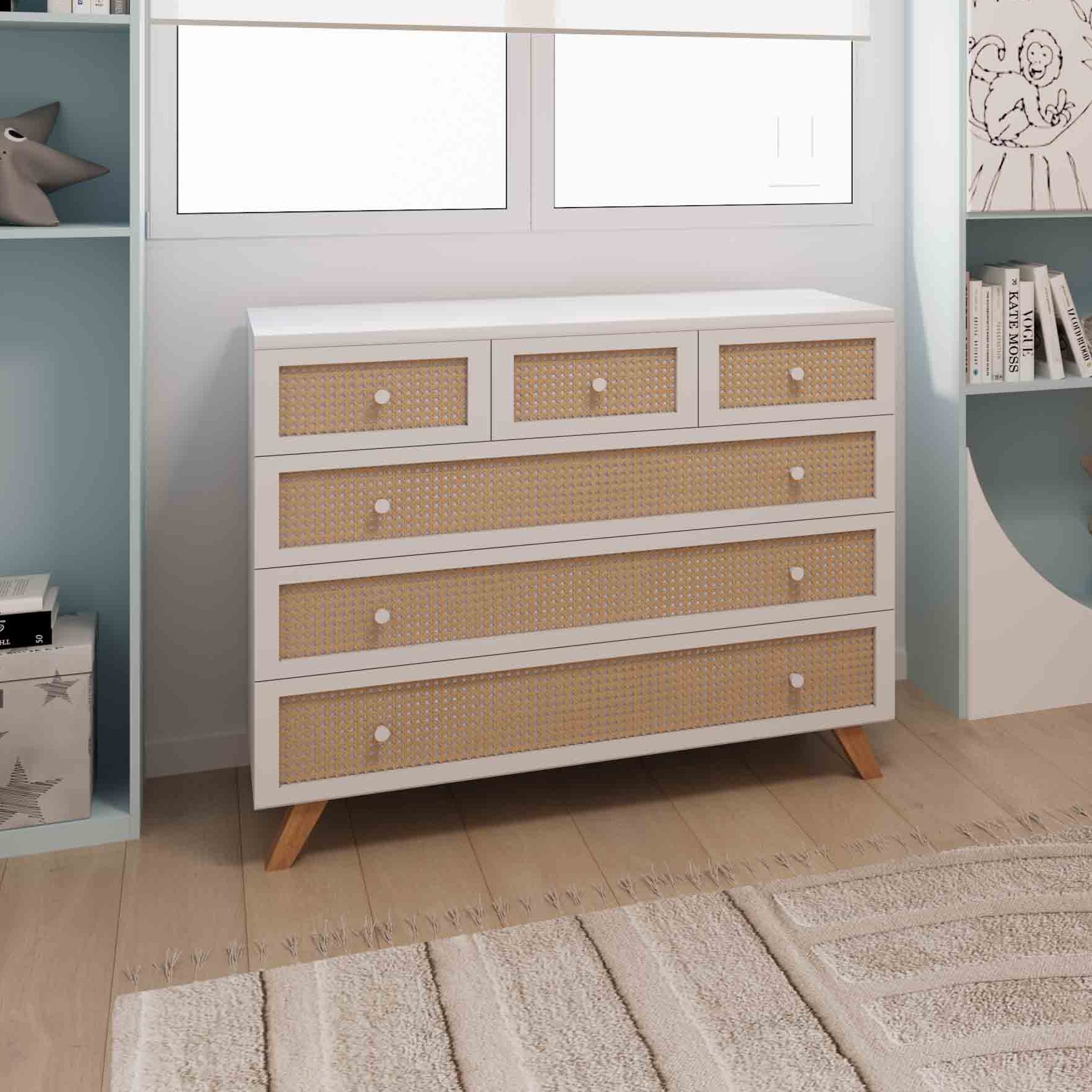 Cape Town Rattan Sideboard - Soft-close rails שידה קאייפטאון ראטן- מסילות טריקה שקטה