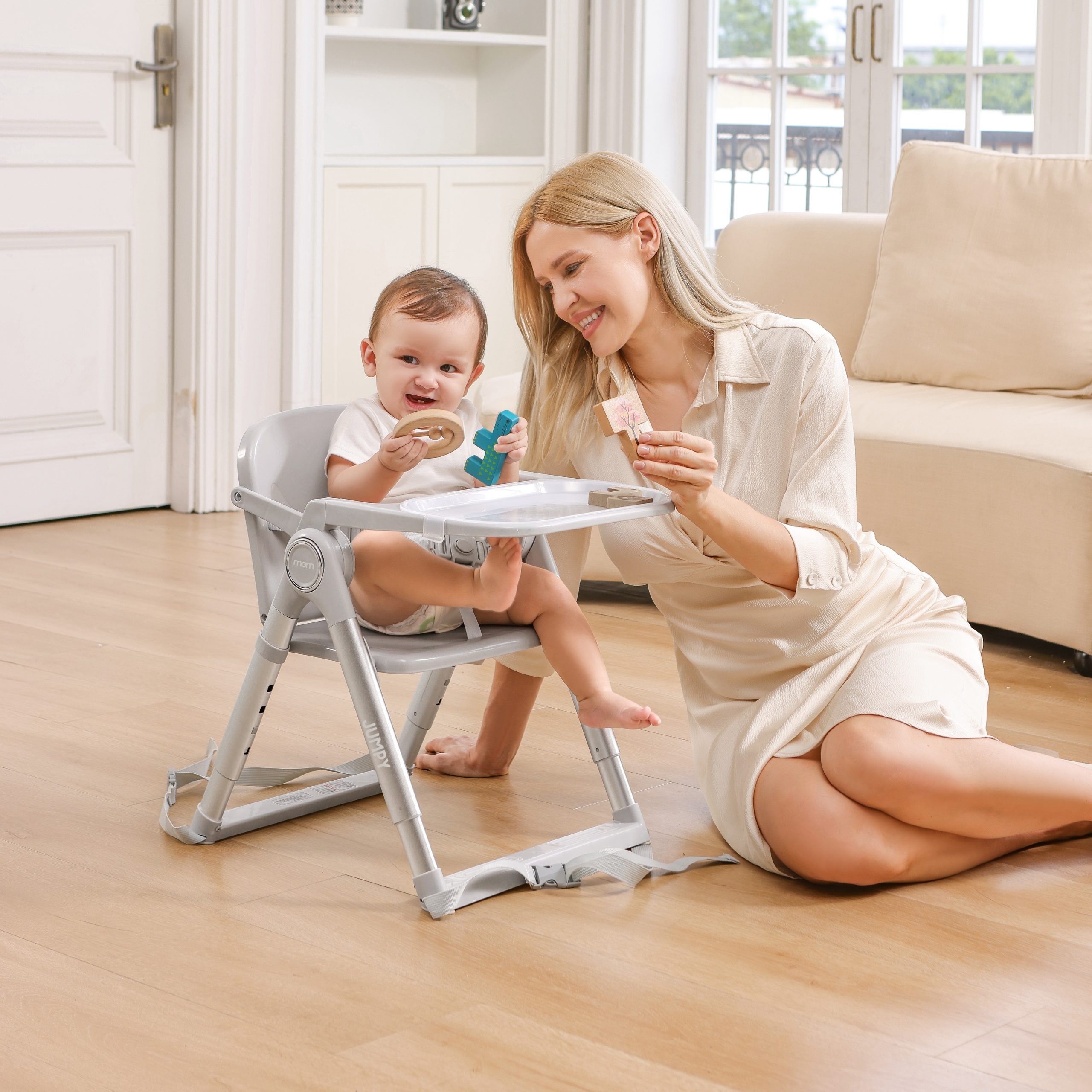 כסא ג'מפי לתינוק ולילד בז רוזגולד