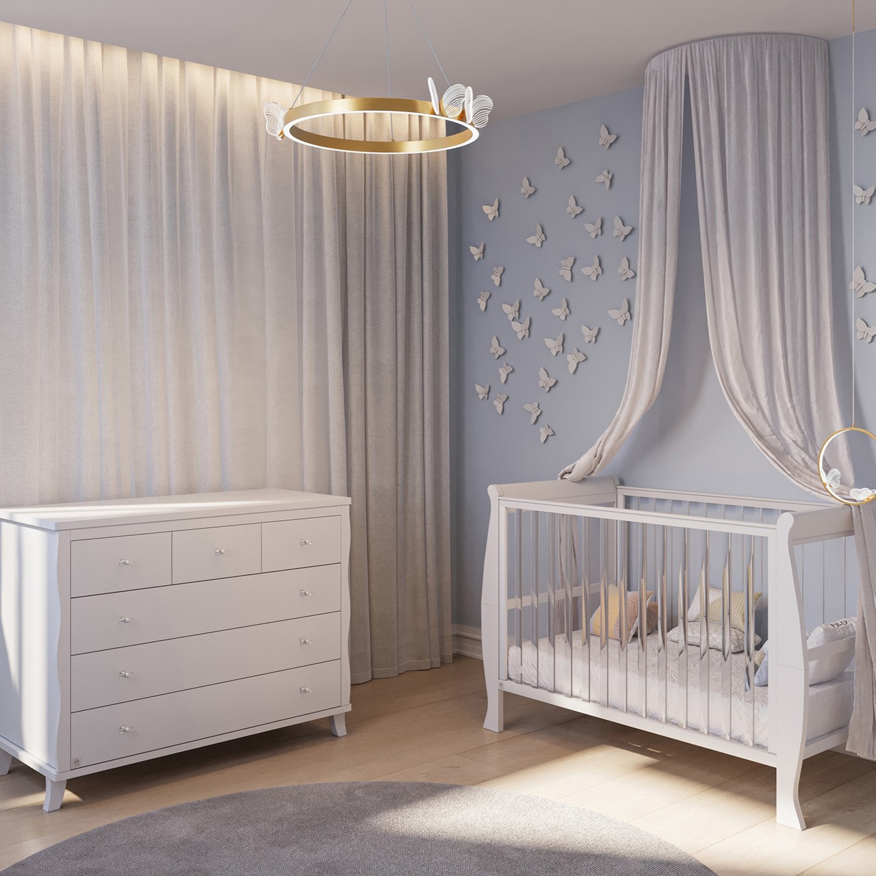 חדר לתינוק ומעבר ויקטורי לבן אקרילי