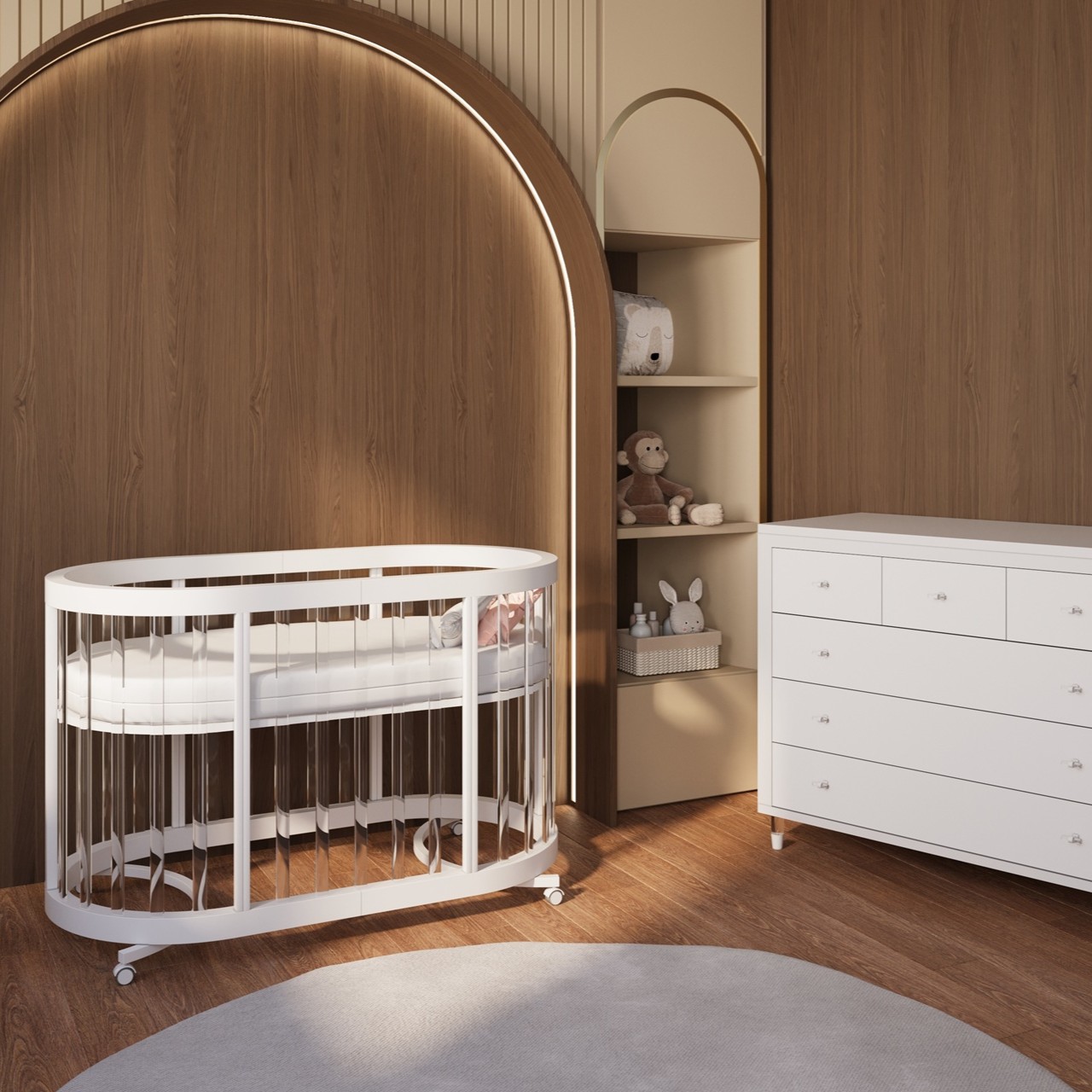 חדר לתינוק ומעבר רקפת לבן אקרילי --חזר למלאי --