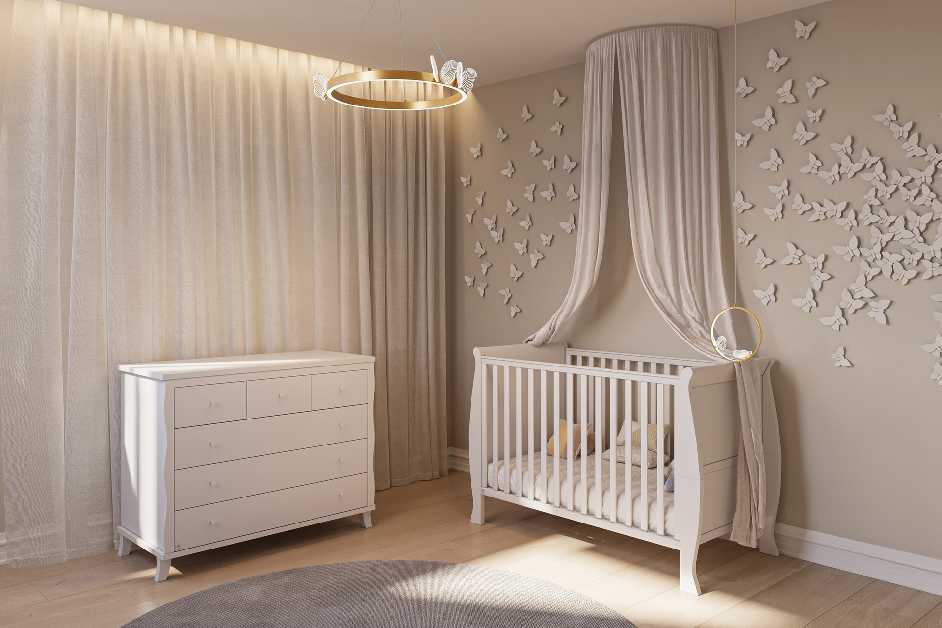 חדר לתינוק ומעבר ויקטורי לבן אקרילי