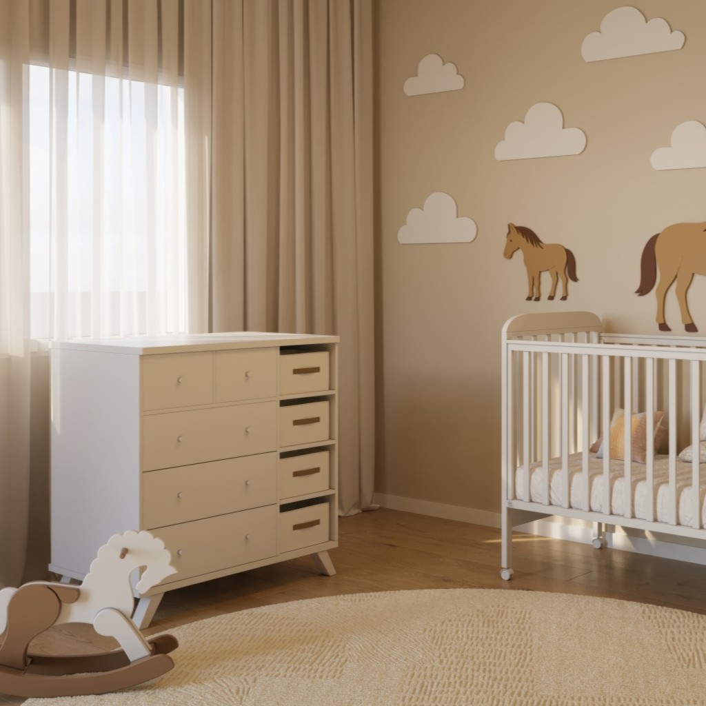 Natural white baby room - quiet closing חדר לתינוק סלסי לבן טבעי- טריקה שקטה