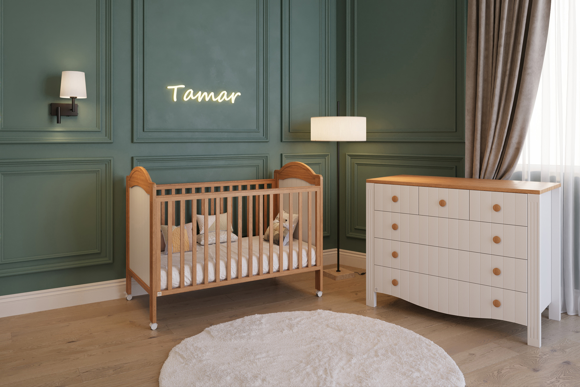 חדר שינה לתינוק תמרה לבן טבעי - טריקה שקטה