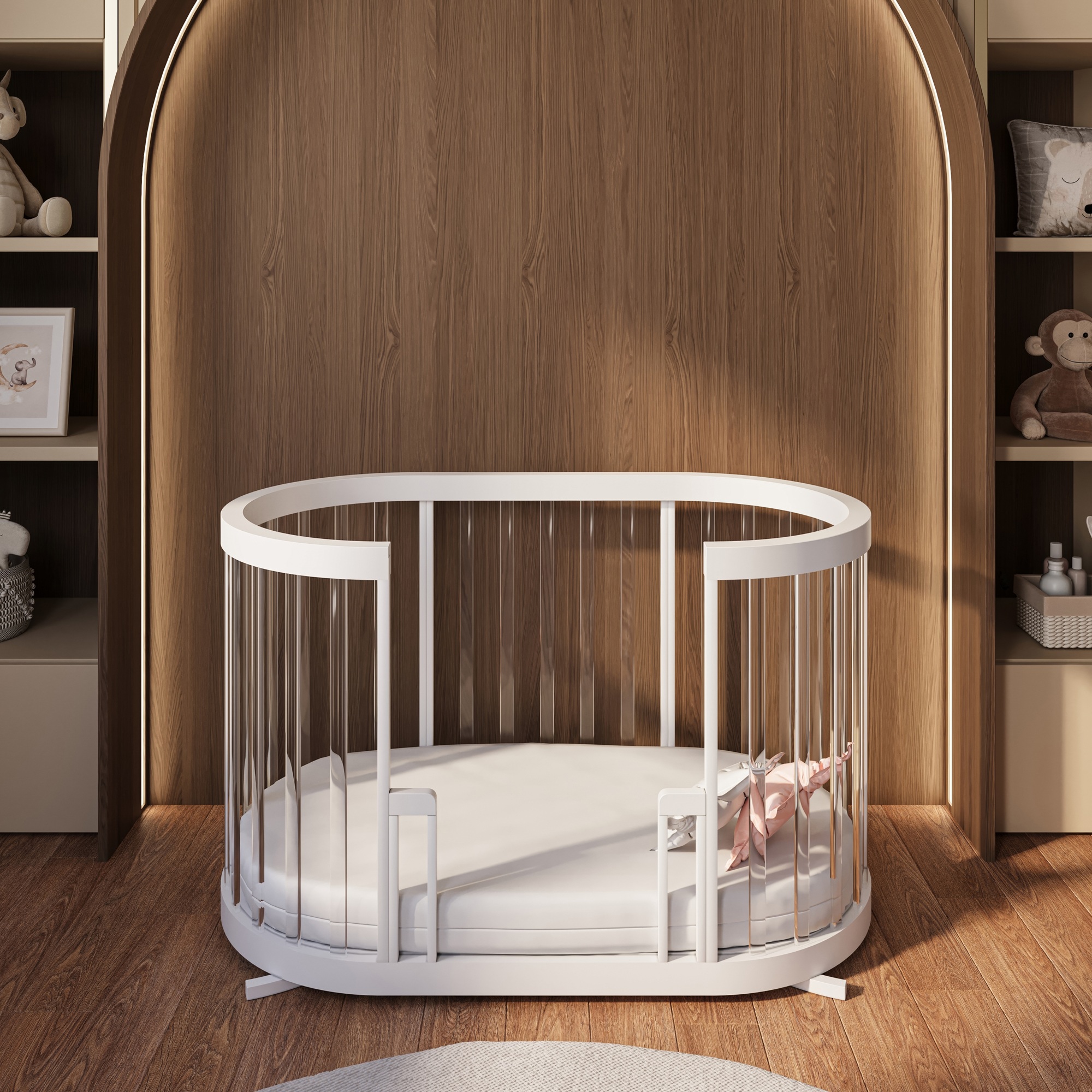 מיטת תינוק מעוגלת 3 ב 1 שהיא גם עריסה, גם מיטת תינוק וגם מיטת מעבר, היא פתרון פרקטי ונוח עבור הורים שמחפשים רהיט שיכול ללוות את הילד שלהם לאורך זמן. מיטות כאלו מתוכננות כך שניתן להתאים אותן לשלבים השונים של התפתחות הילד. בתחילת הדרך, היא מתפקדת כעריסה בטוחה ומוגנת לתינוקות רכים. כאשר הילד גדל, ניתן להפוך אותה למיטת תינוק עם מעקה שמונע נפילה. ולבסוף, כשהילד כבר יותר גדול, אפשר לשנות למעקה מעבר ולהפוך אותה למיטת מעבר שמתאימה לילד. 