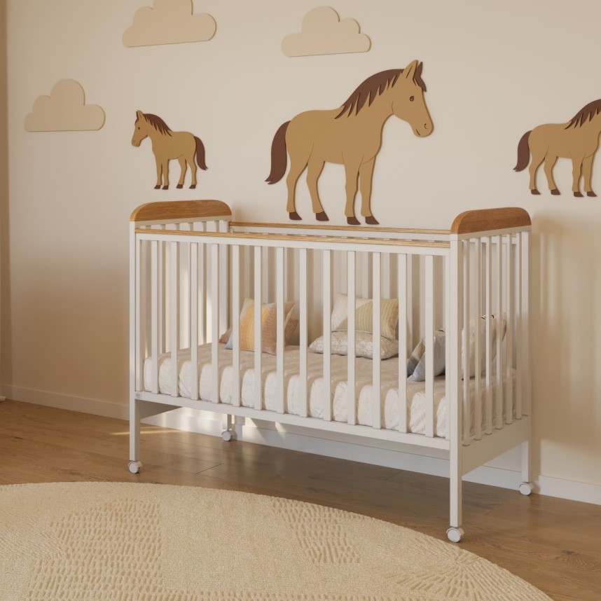 מיטה פנדה לבן טבעי- כולל מעקה מעבר ללא עלות