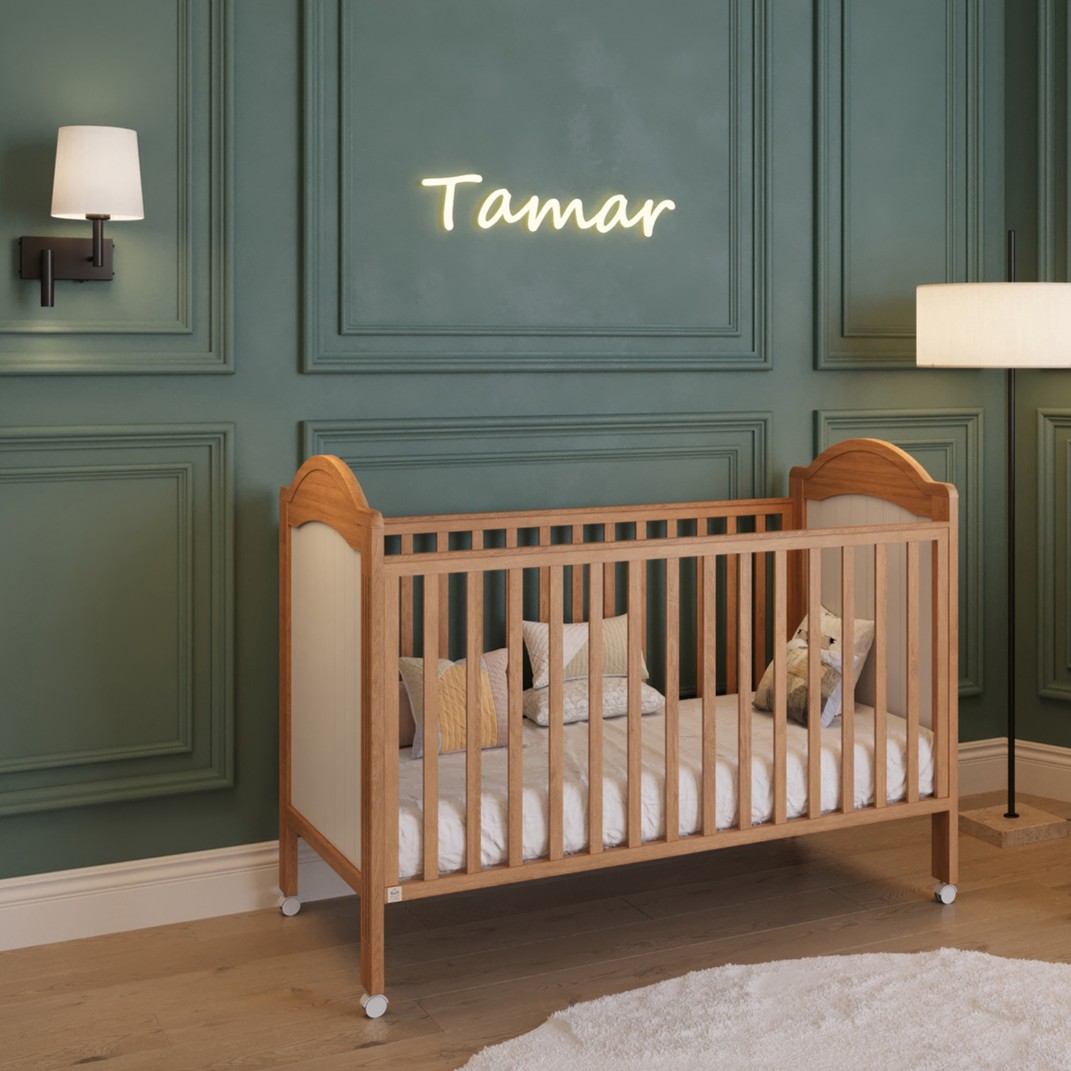 מיטת תינוק תמר לבן טבעי- כולל מעקה מעבר
