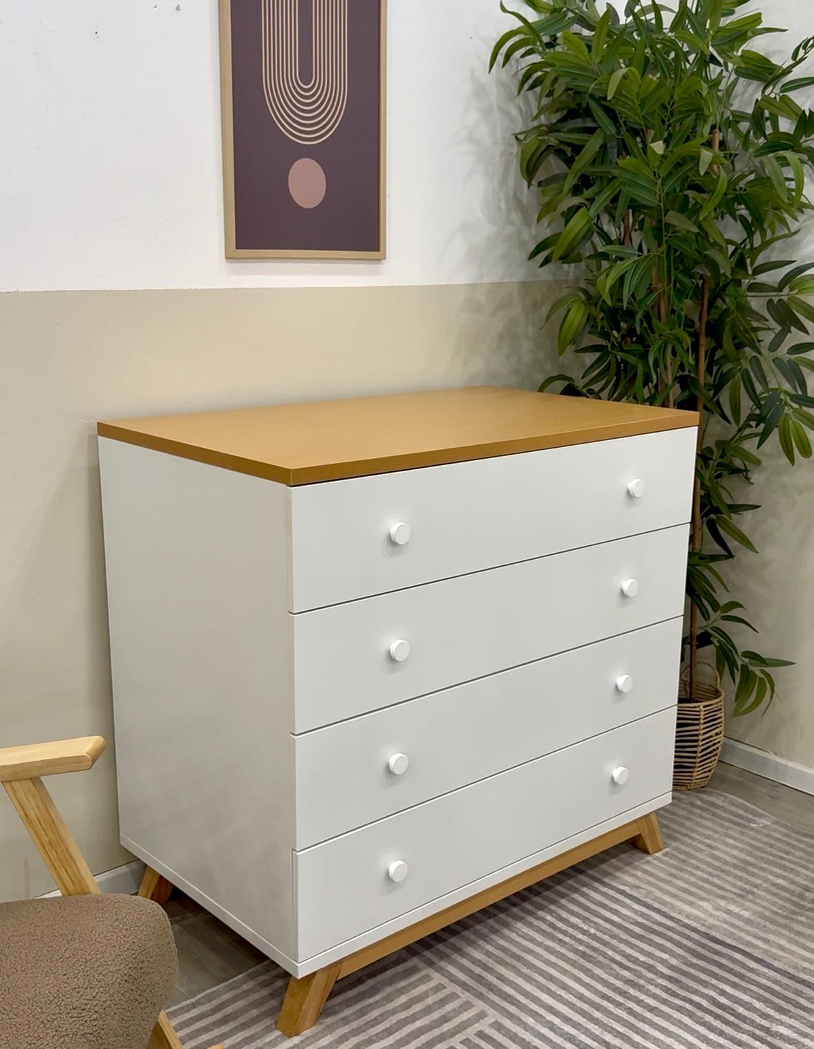 Dori Trika silent chest of drawers, 1 meter wide, white שידה דורי טריקה שקטה רוחב מטר לבן
