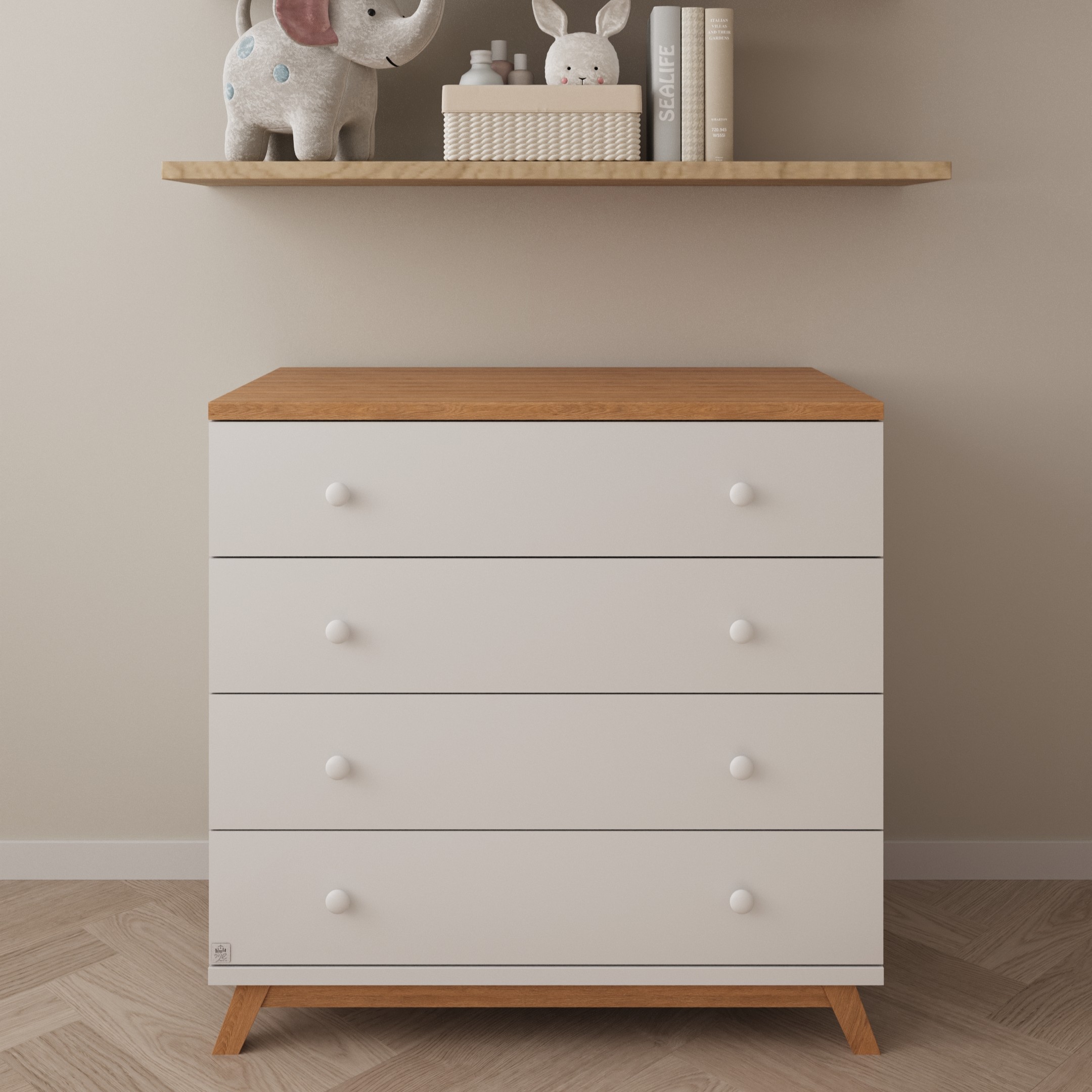 Dori Trika silent chest of drawers, 1 meter wide, white שידה דורי טריקה שקטה רוחב מטר לבן