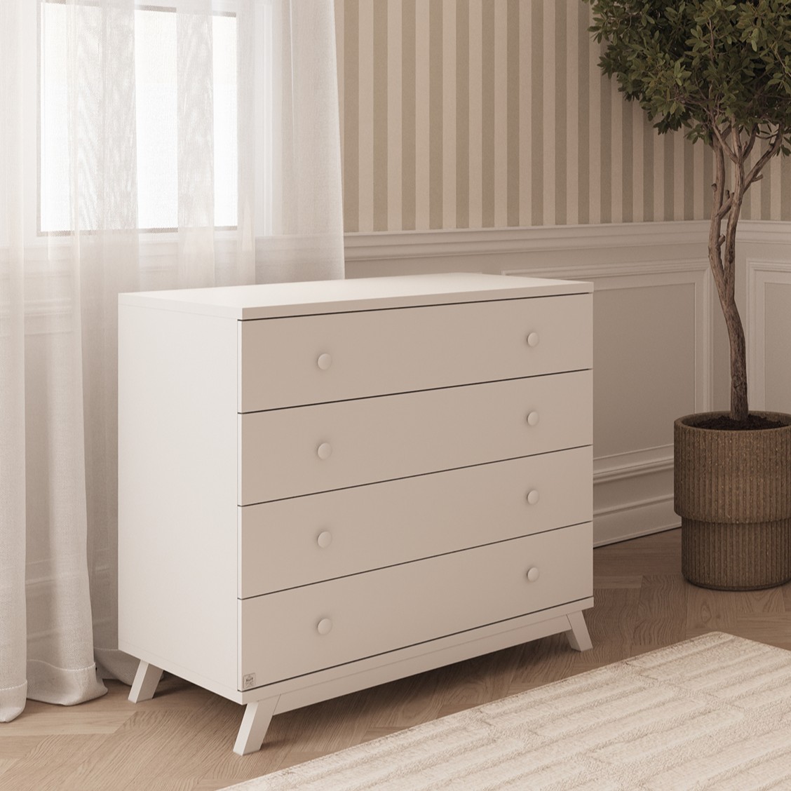 Dori Trika silent chest of drawers, 1 meter wide, white שידה דורי טריקה שקטה רוחב מטר לבן