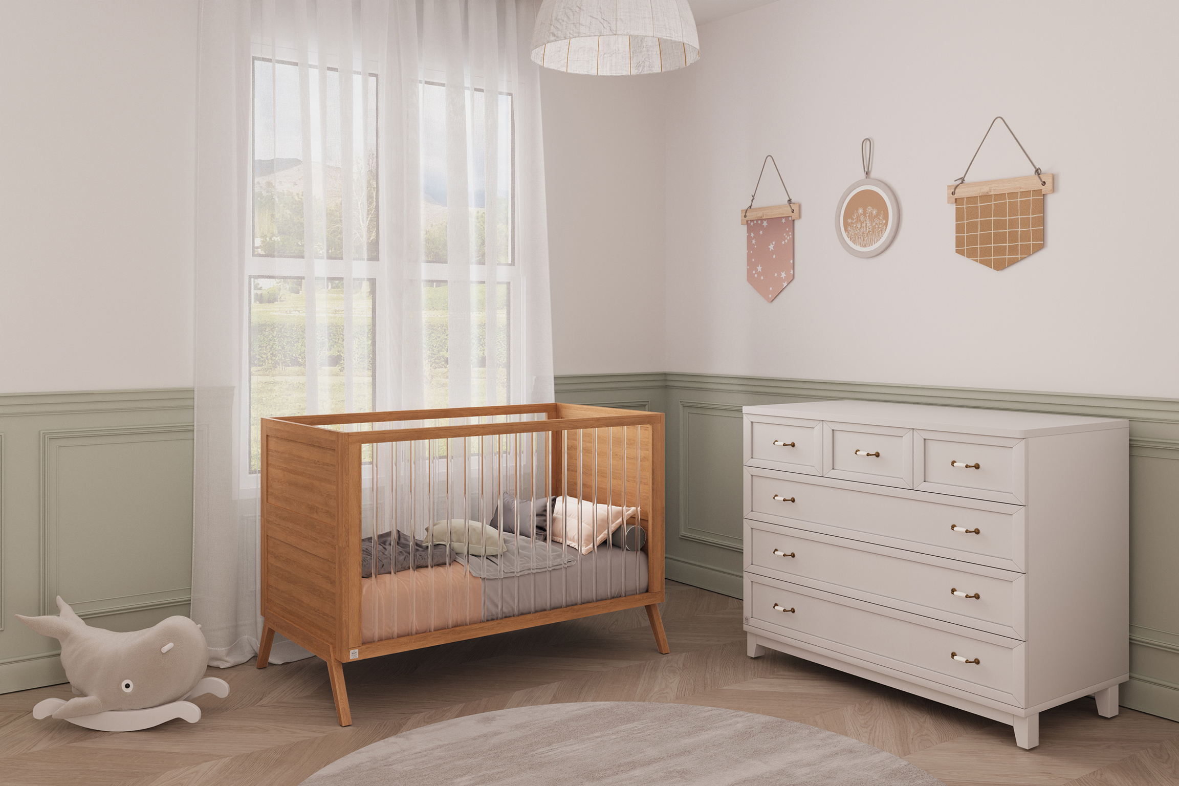 מיטת תינוק ומעבר קומבו טבעי  – מיטה אחת, עיצוב מיוחד, שימוש לשנים.