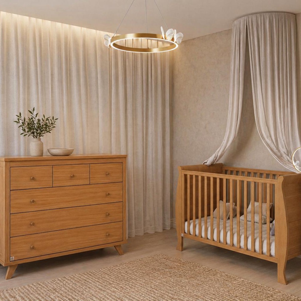 חדר שינה לתינוק ומעבר ויקטורי טבעי לבן- **צפי הגעה של השידה למלאי אמצע יוני