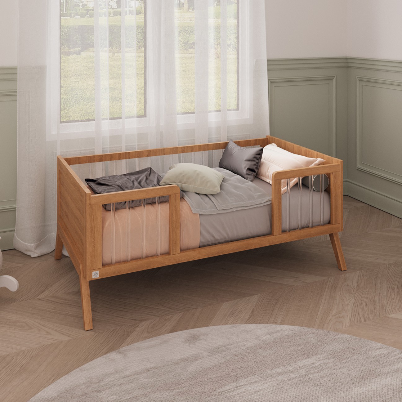 מיטת תינוק ומעבר קומבו טבעי  – מיטה אחת, עיצוב מיוחד, שימוש לשנים.