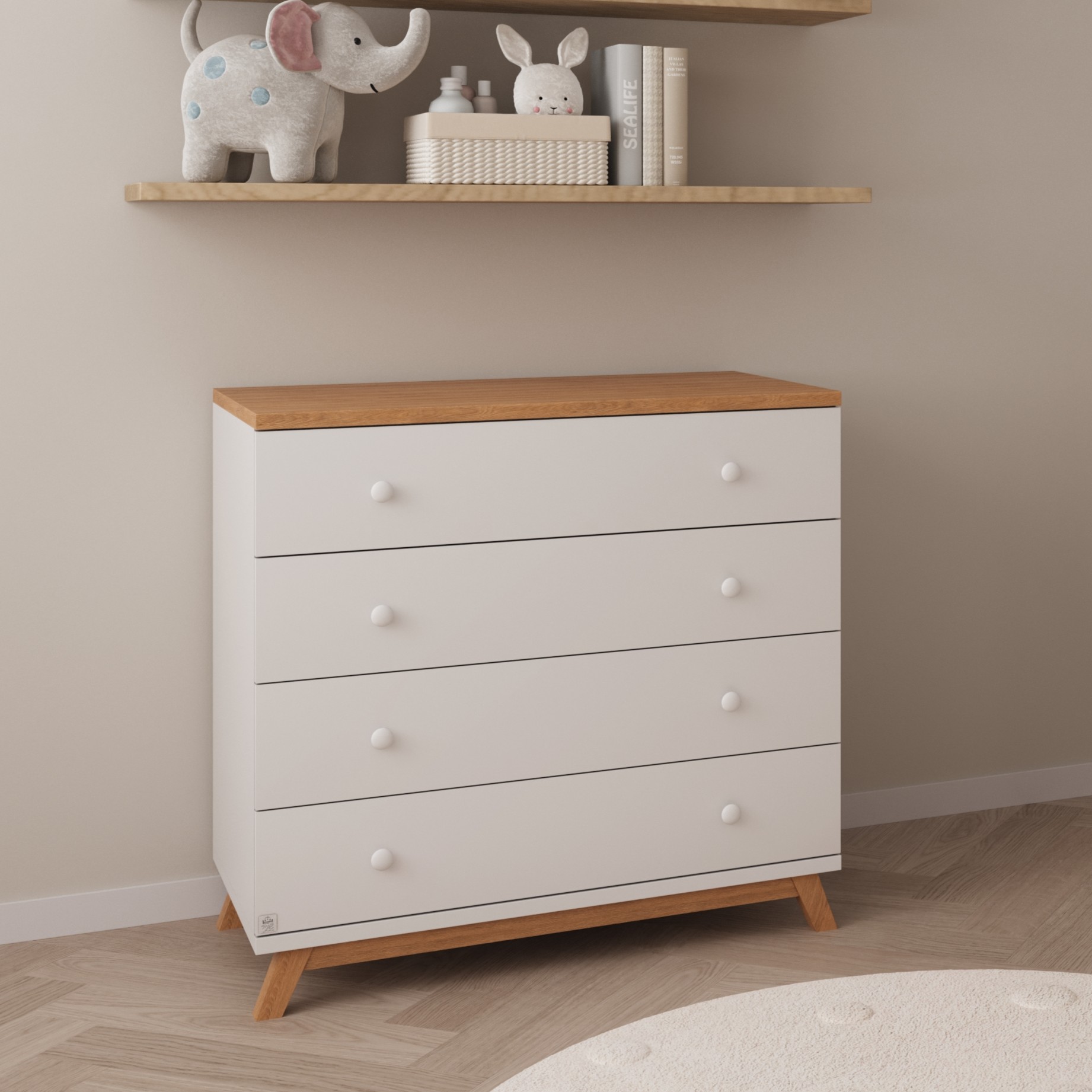 Dori bedroom 100 cm natural white soft-close חדר שינה דורי 100 ס"מ לבן טבעי טריקה שקטה