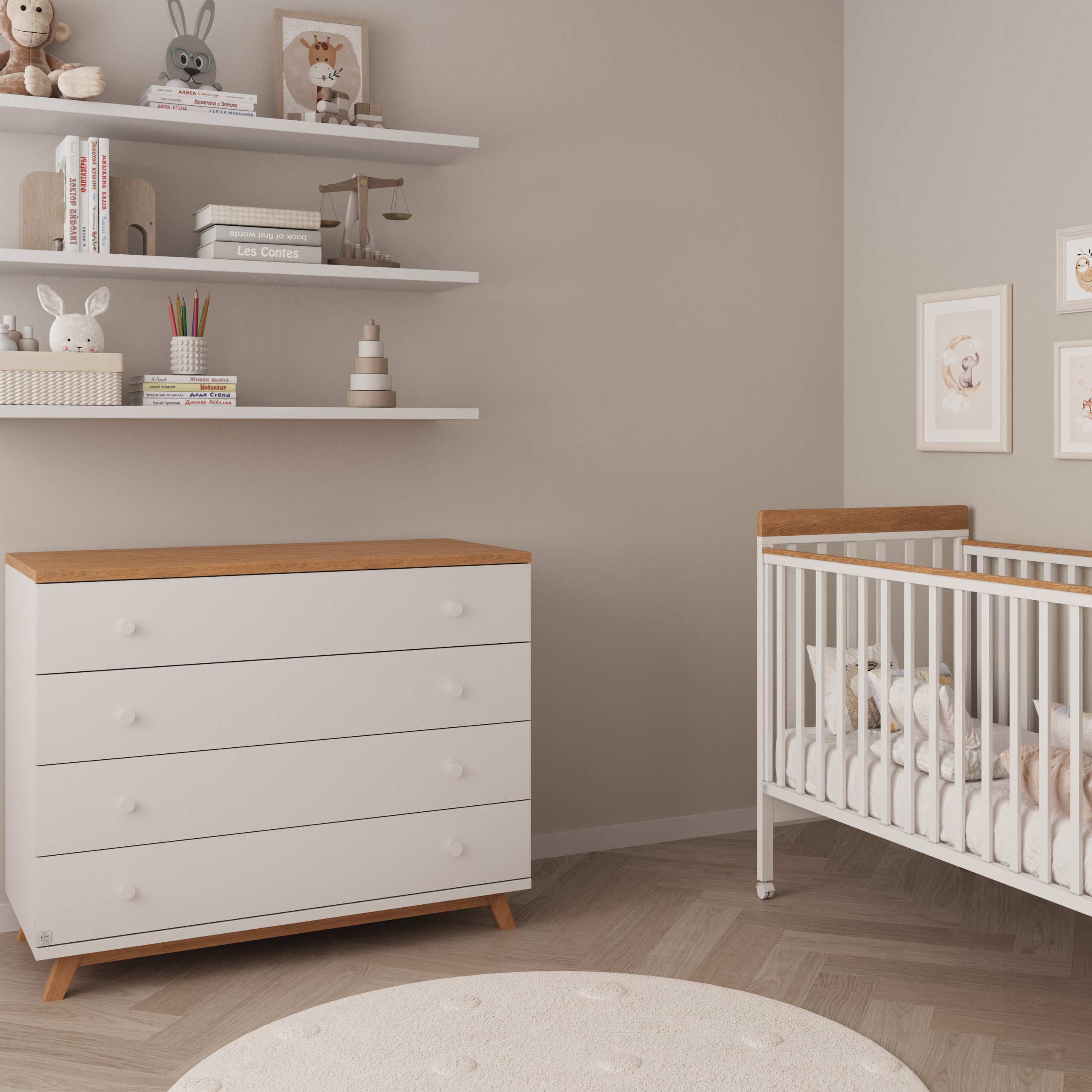 חדר לתינוק ומעבר דור 120 ס"מ + טד לבן טבעי חדר לתינוק ומעבר דור 120 ס"מ + טד לבן טבעי