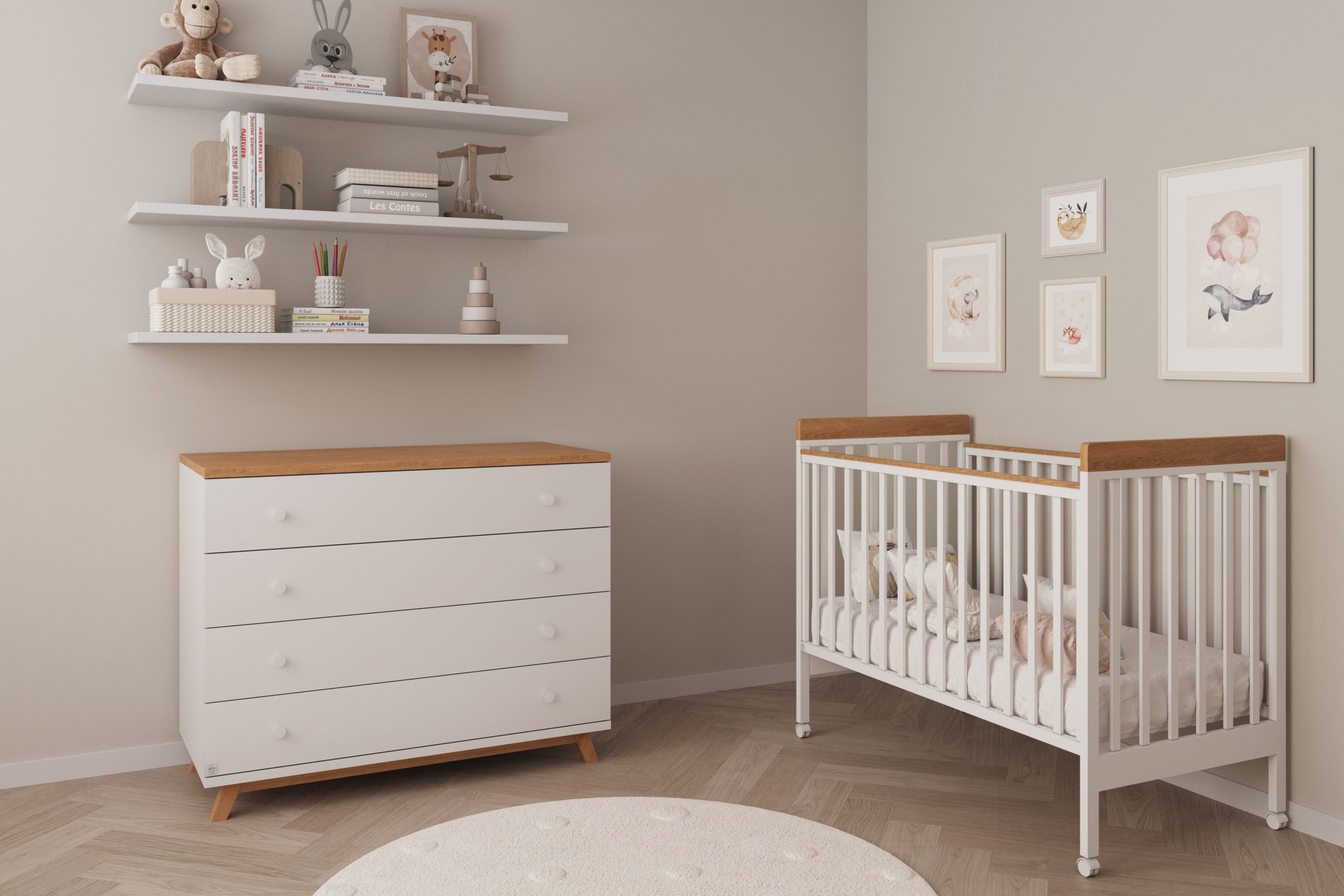 חדר לתינוק ומעבר דור 120 ס"מ + טד לבן טבעי חדר לתינוק ומעבר דור 120 ס"מ + טד לבן טבעי