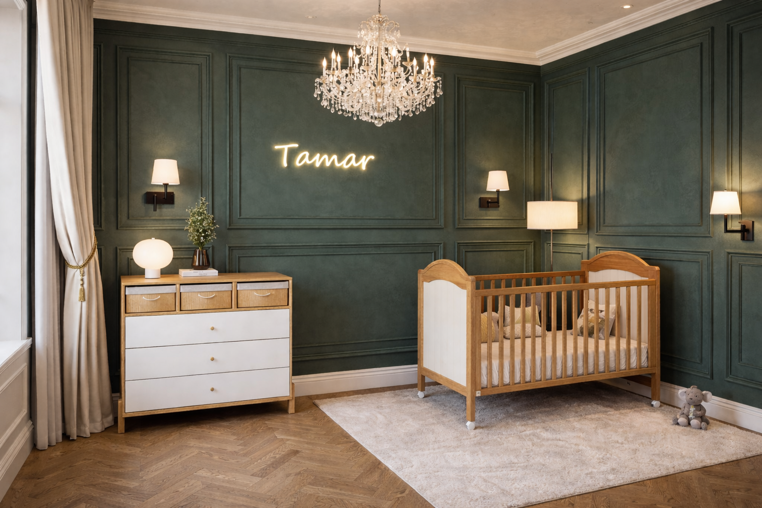 חדר שינה לתינוק ומעבר פריז ותמר טבעי לבן חדר שינה לתינוק ומעבר פריז ותמר טבעי לבן