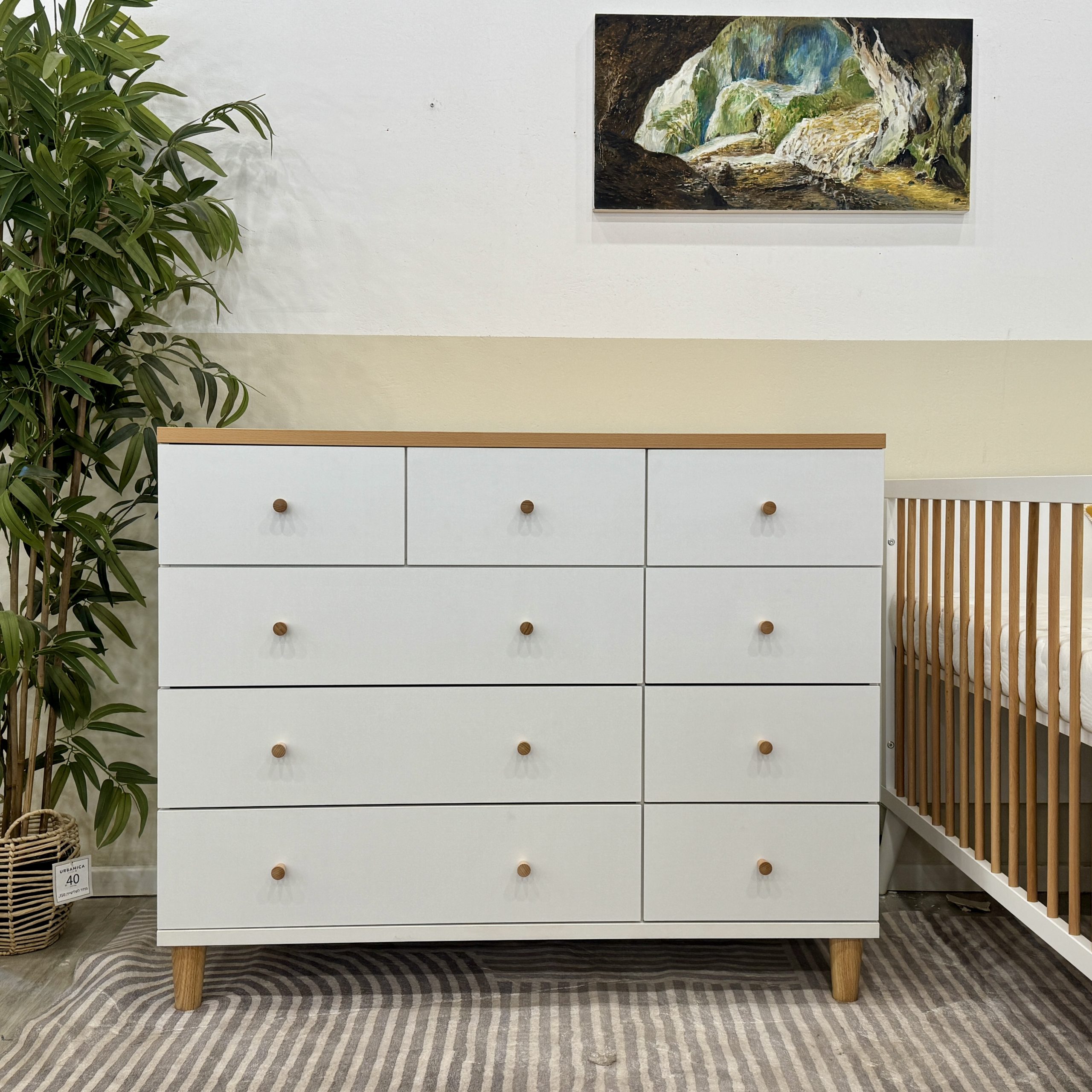 שידה גליל לבן טבעי - מסילות טריקה שקטה