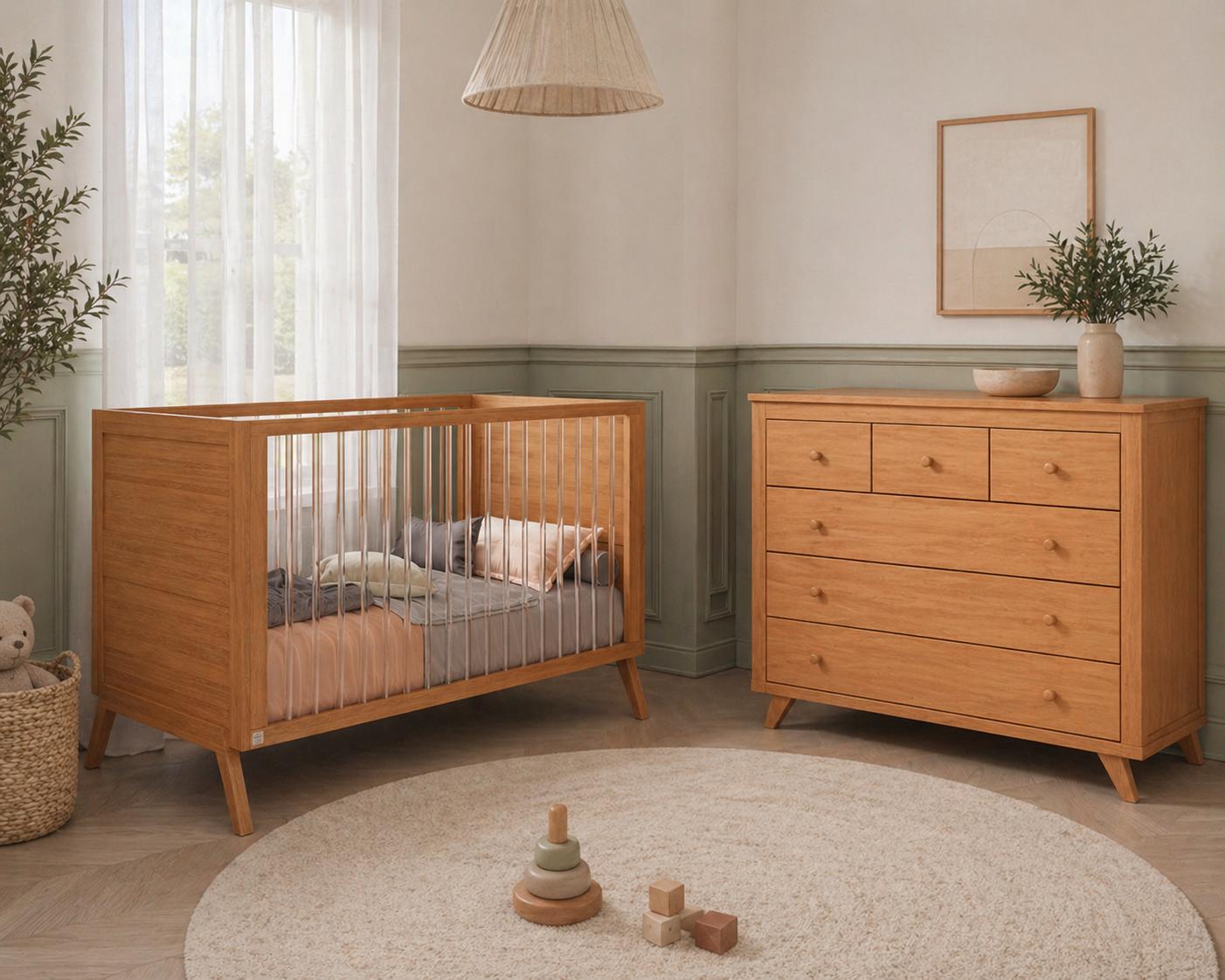 חדר תינוק ברלין מעץ בוק | שידת ברלין 120 ס”מ **צפי שידה הגעה למלאי אמצע יוני + מיטת קומבו מעבר