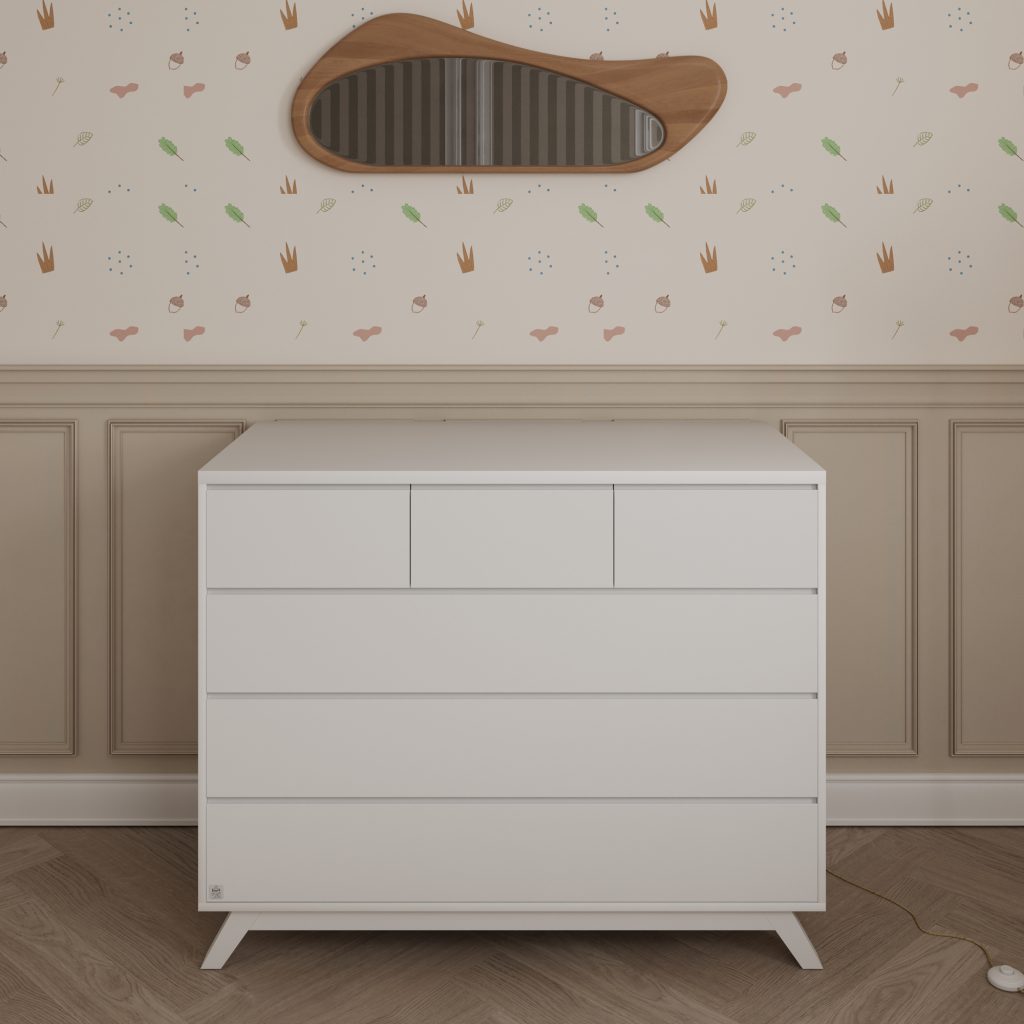שידה בייגין חדר מולטי השידה עשויה MDF איכותי, כאשר החזיתות נצבעות בצביעה איכותית בתנור לקבלת גימור חלק, עמיד ויוקרתי.